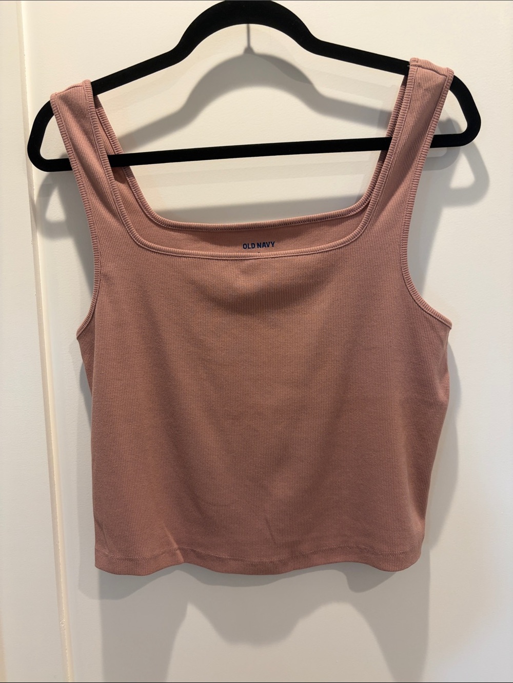 Old Navy Ribbed Cropped Square Neck Tank Top in Dusty Pink